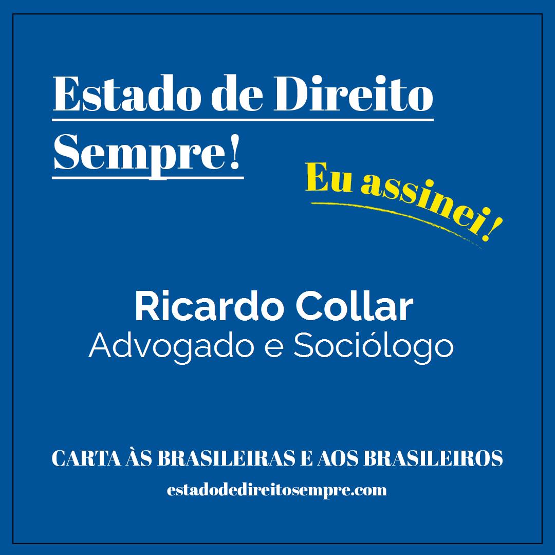 Ricardo Collar - Advogado e Sociólogo. Carta às brasileiras e aos brasileiros. Eu assinei!