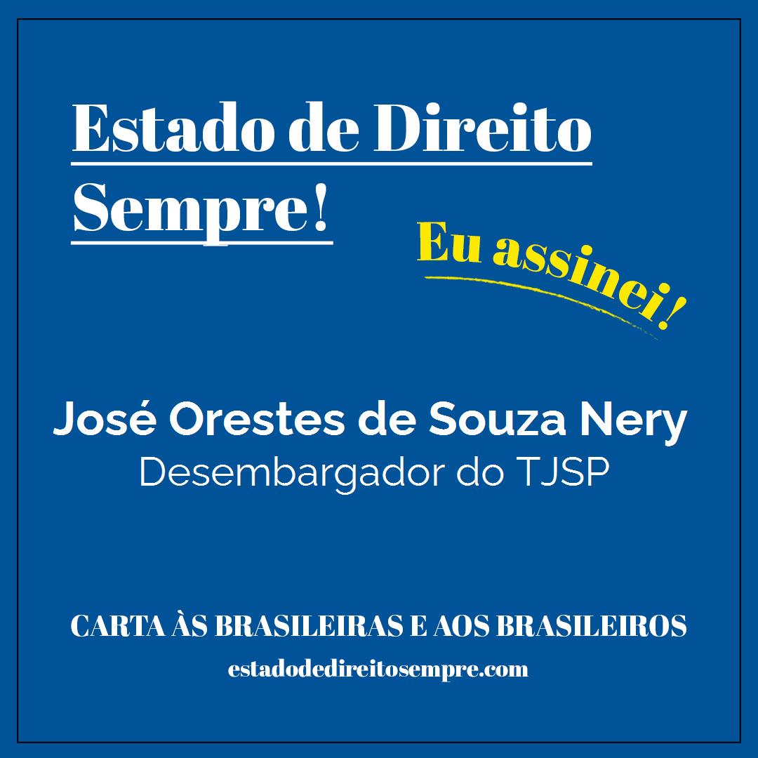 José Orestes de Souza Nery - Desembargador do TJSP. Carta às brasileiras e aos brasileiros. Eu assinei!