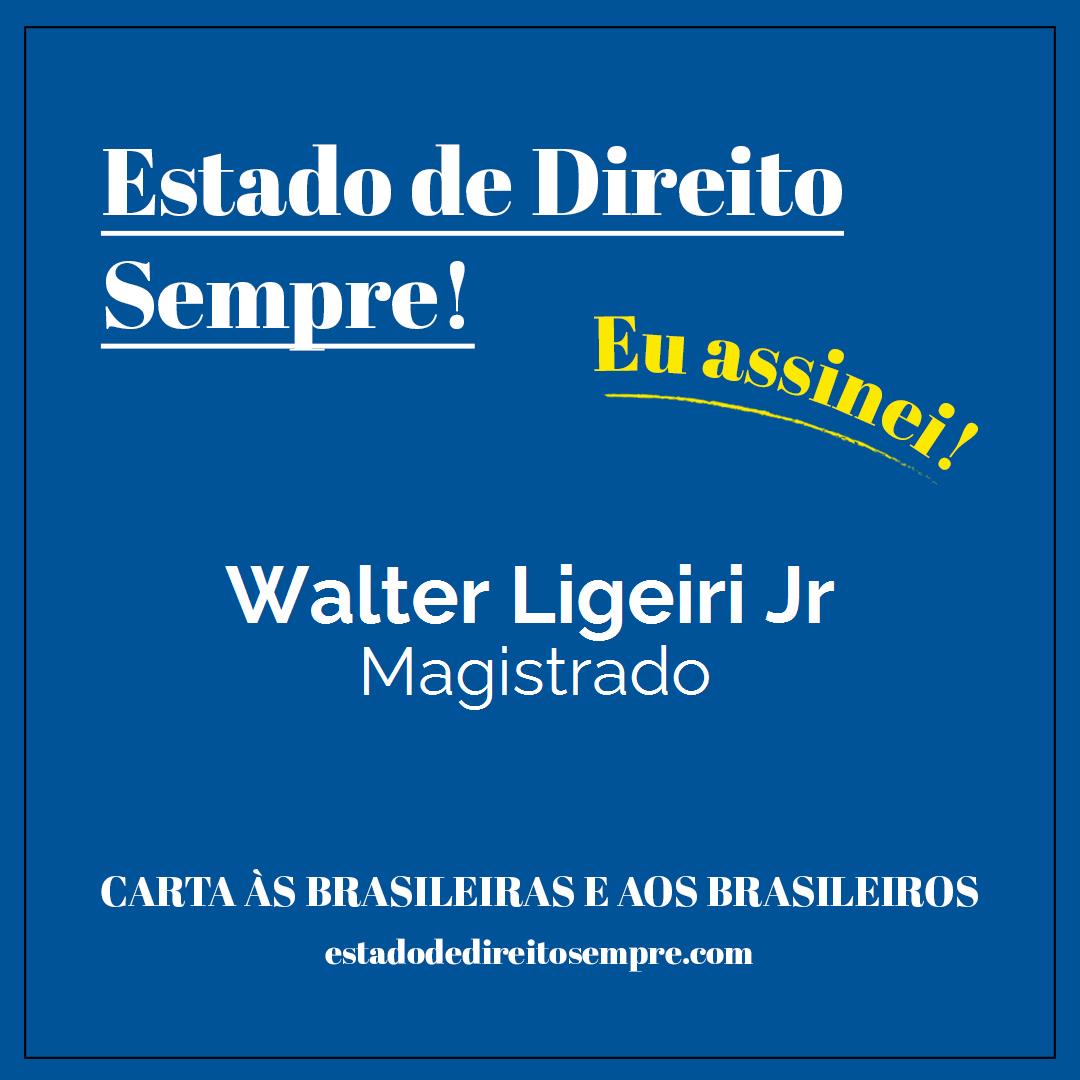 Walter Ligeiri Jr - Magistrado. Carta às brasileiras e aos brasileiros. Eu assinei!