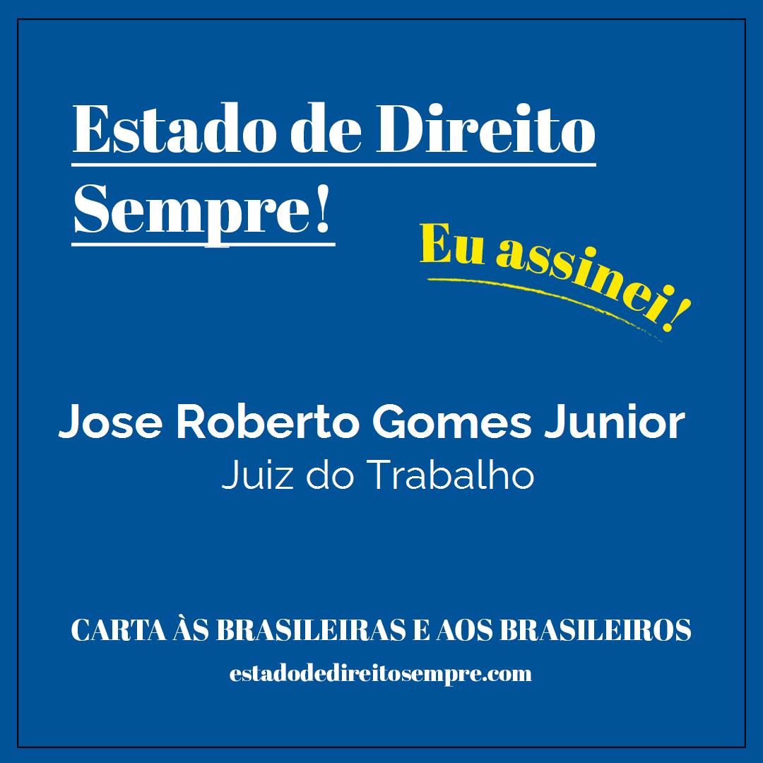 Jose Roberto Gomes Junior - Juiz do Trabalho. Carta às brasileiras e aos brasileiros. Eu assinei!