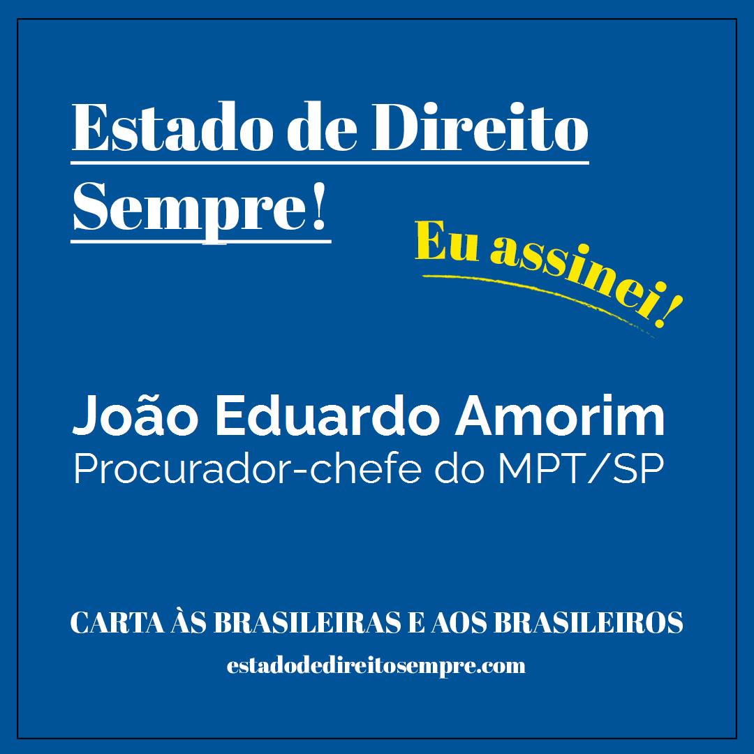 João Eduardo Amorim - Procurador-chefe do MPT/SP. Carta às brasileiras e aos brasileiros. Eu assinei!