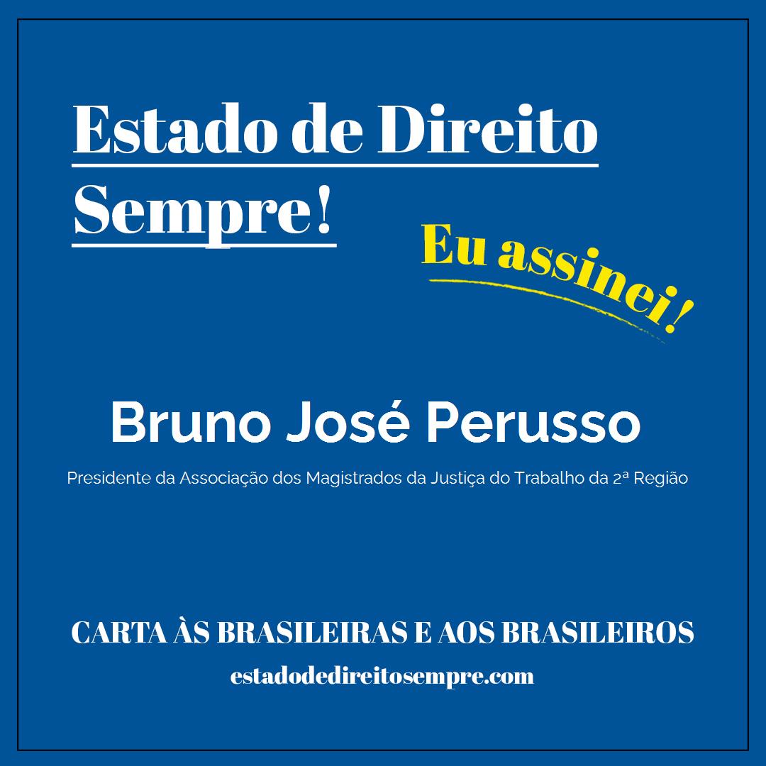 Bruno José Perusso - Presidente da Associação dos Magistrados da Justiça do Trabalho da 2ª Região. Carta às brasileiras e aos brasileiros. Eu assinei!