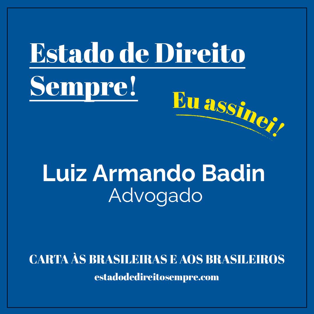 Luiz Armando Badin - Advogado. Carta às brasileiras e aos brasileiros. Eu assinei!