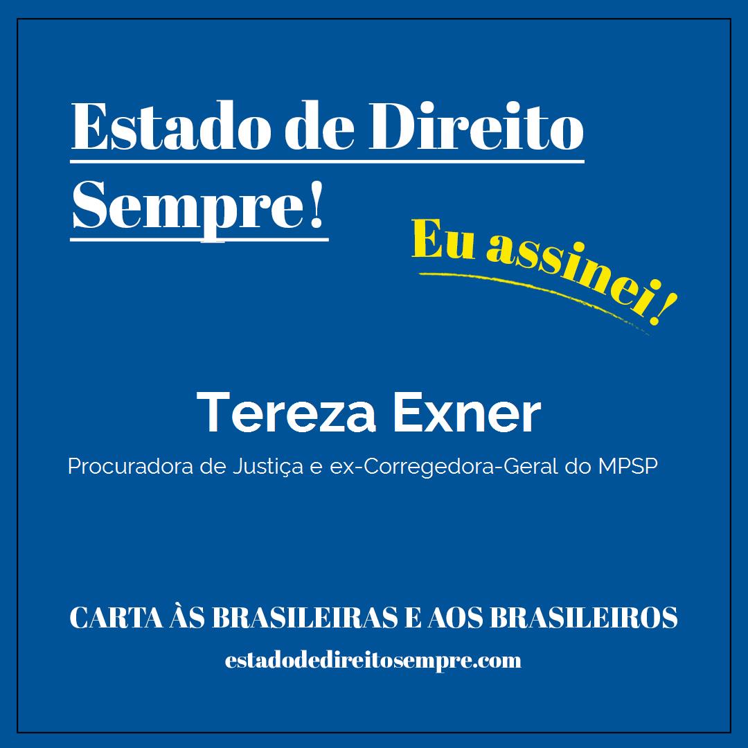 Tereza Exner - Procuradora de Justiça e ex-Corregedora-Geral do MPSP. Carta às brasileiras e aos brasileiros. Eu assinei!