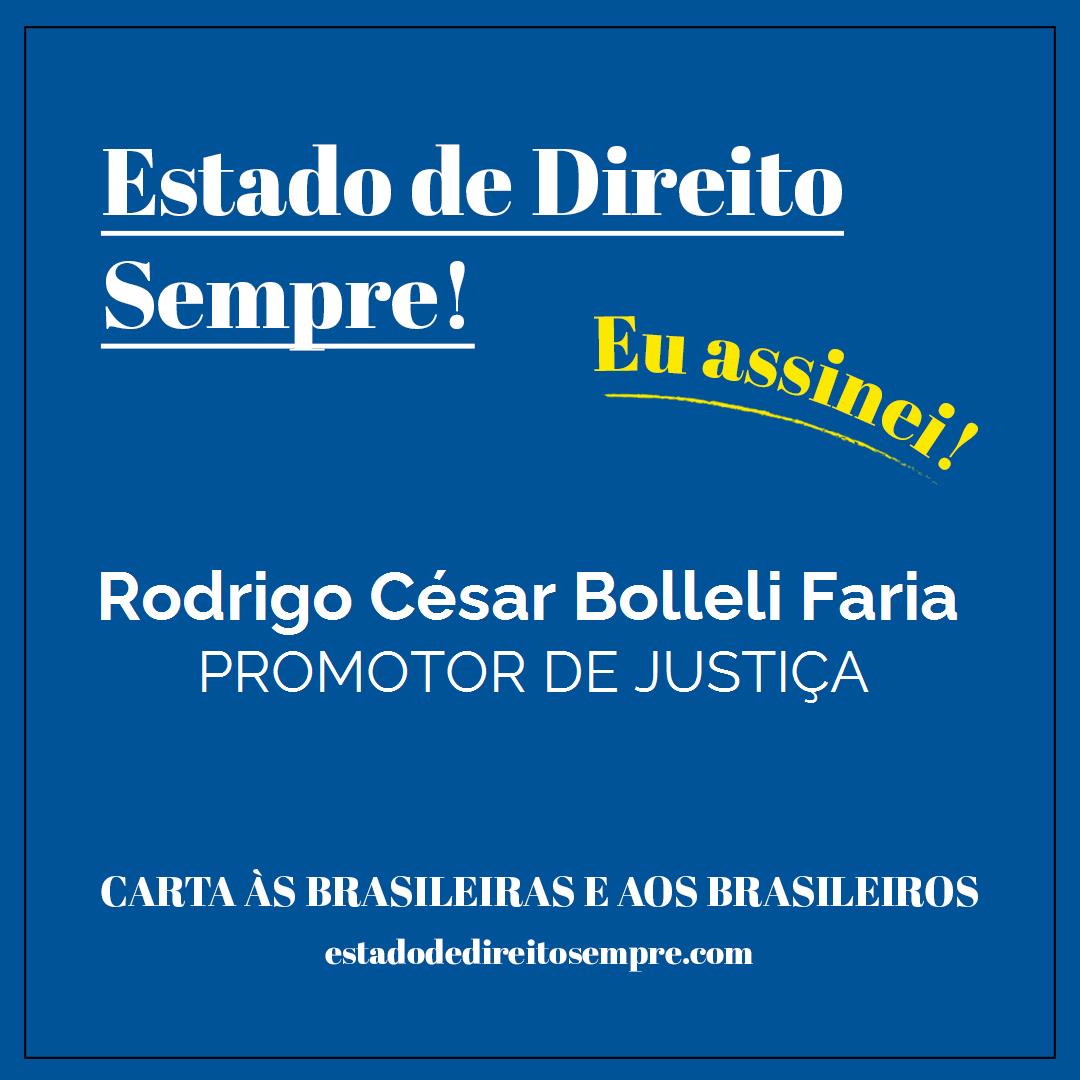 Rodrigo César Bolleli Faria - PROMOTOR DE JUSTIÇA. Carta às brasileiras e aos brasileiros. Eu assinei!