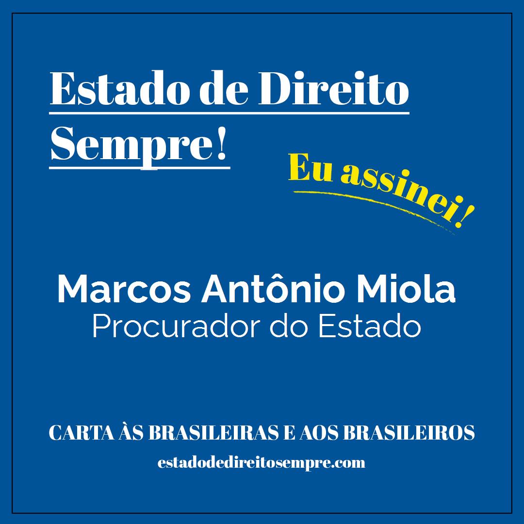 Marcos Antônio Miola - Procurador do Estado. Carta às brasileiras e aos brasileiros. Eu assinei!