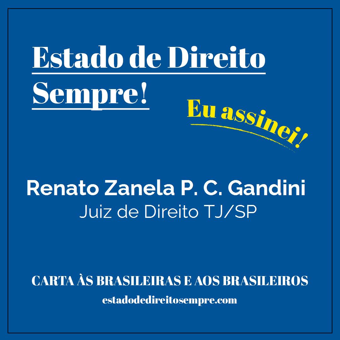 Renato Zanela P. C. Gandini - Juiz de Direito TJ/SP. Carta às brasileiras e aos brasileiros. Eu assinei!