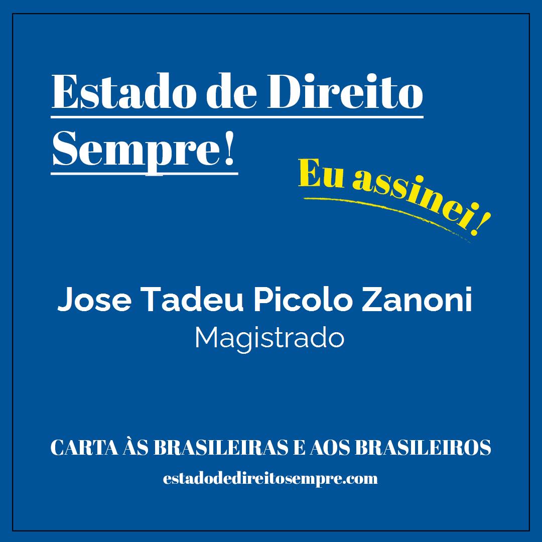 Jose Tadeu Picolo Zanoni - Magistrado. Carta às brasileiras e aos brasileiros. Eu assinei!